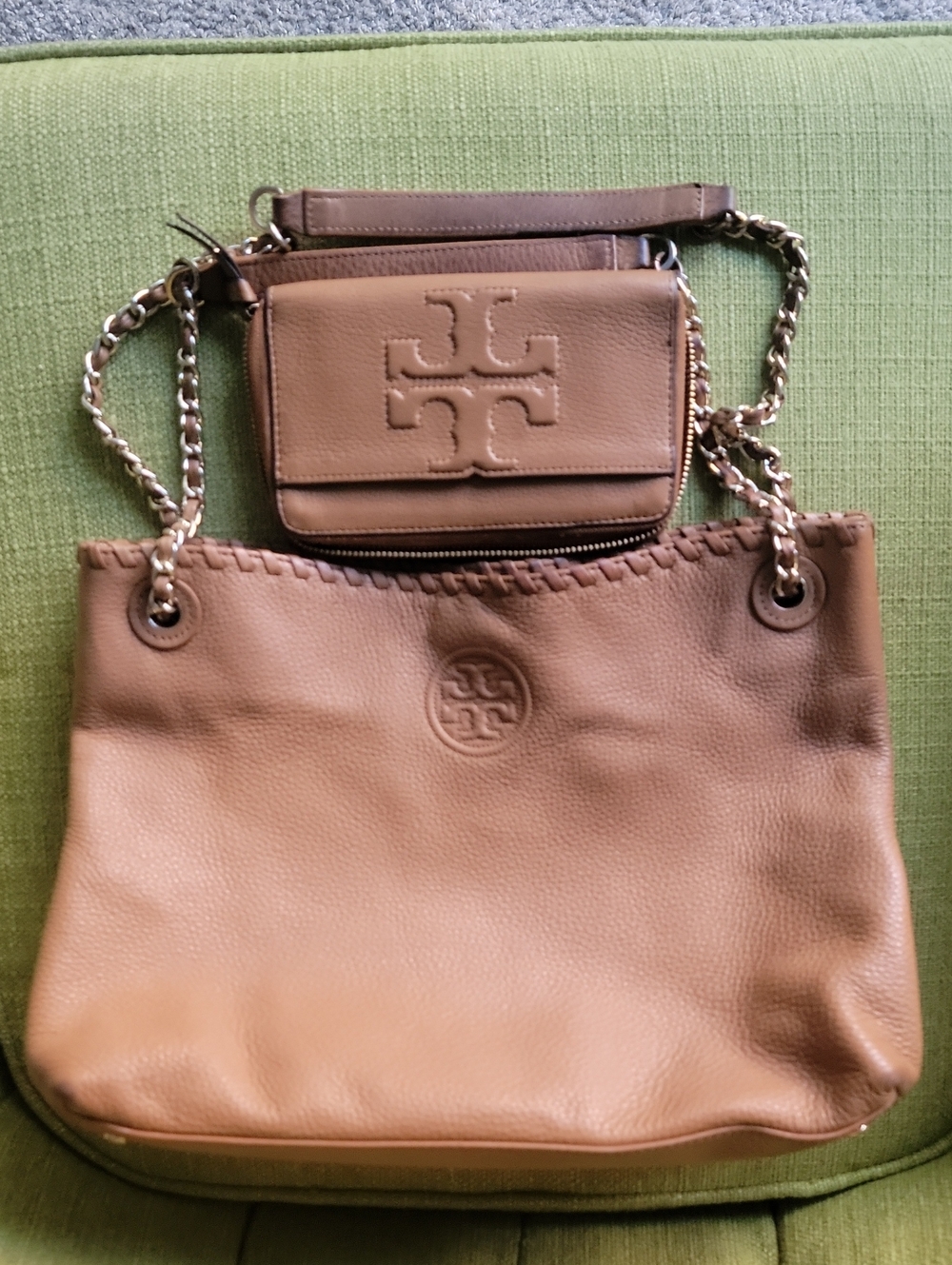 Tory Burch Brown Leather Chain-Handle Shoulder Bag